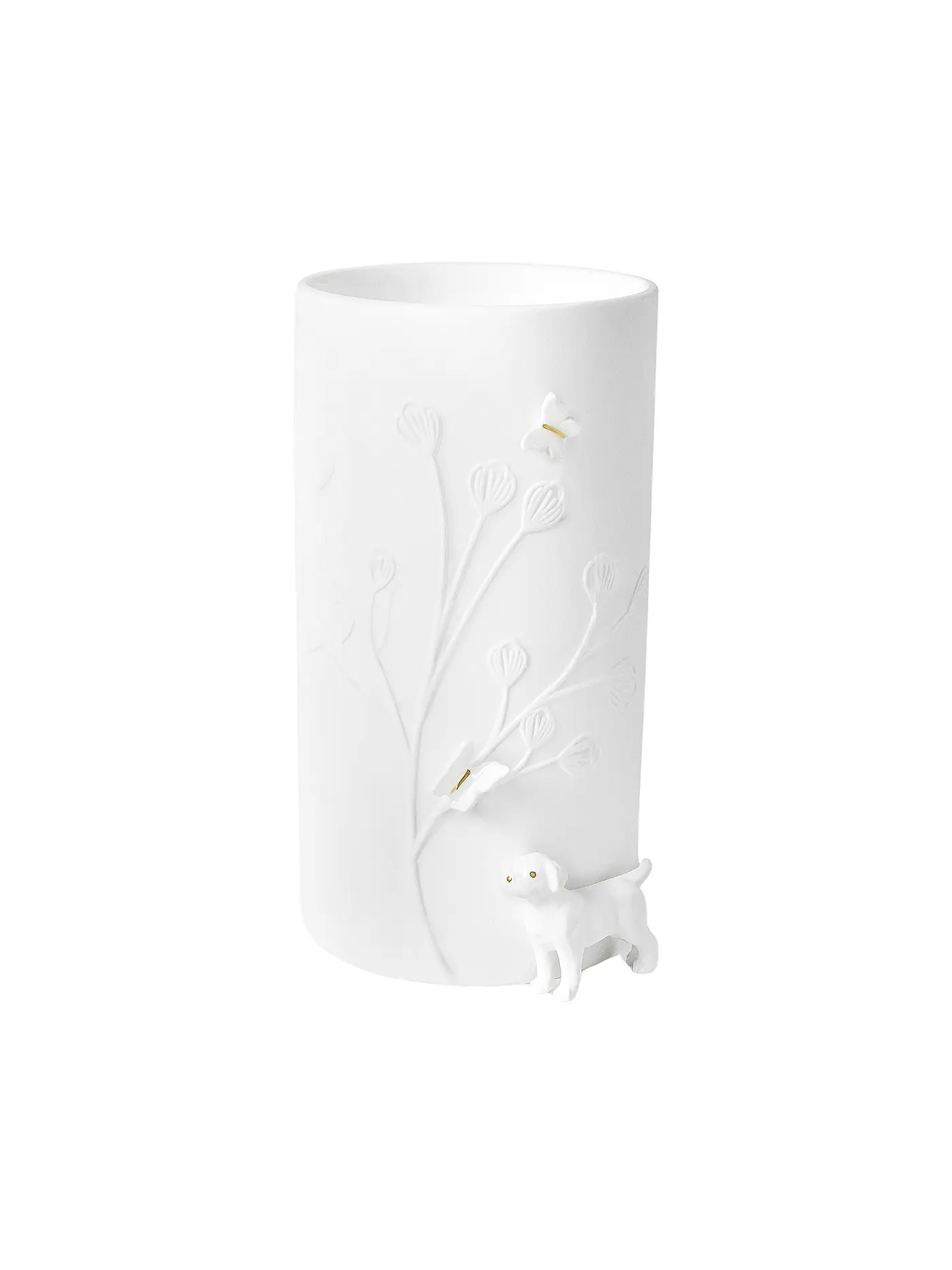 RAEDER | Vase 9x17cm HUND STEHEND Weiss | 